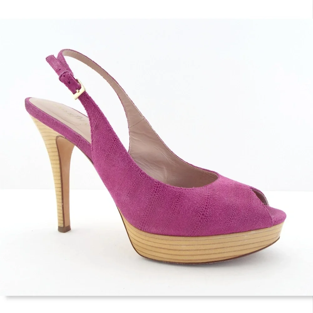 COLE HAAN Nike Air Pink Suede Leather Slingback Platform Heel Sandal Pumps 10